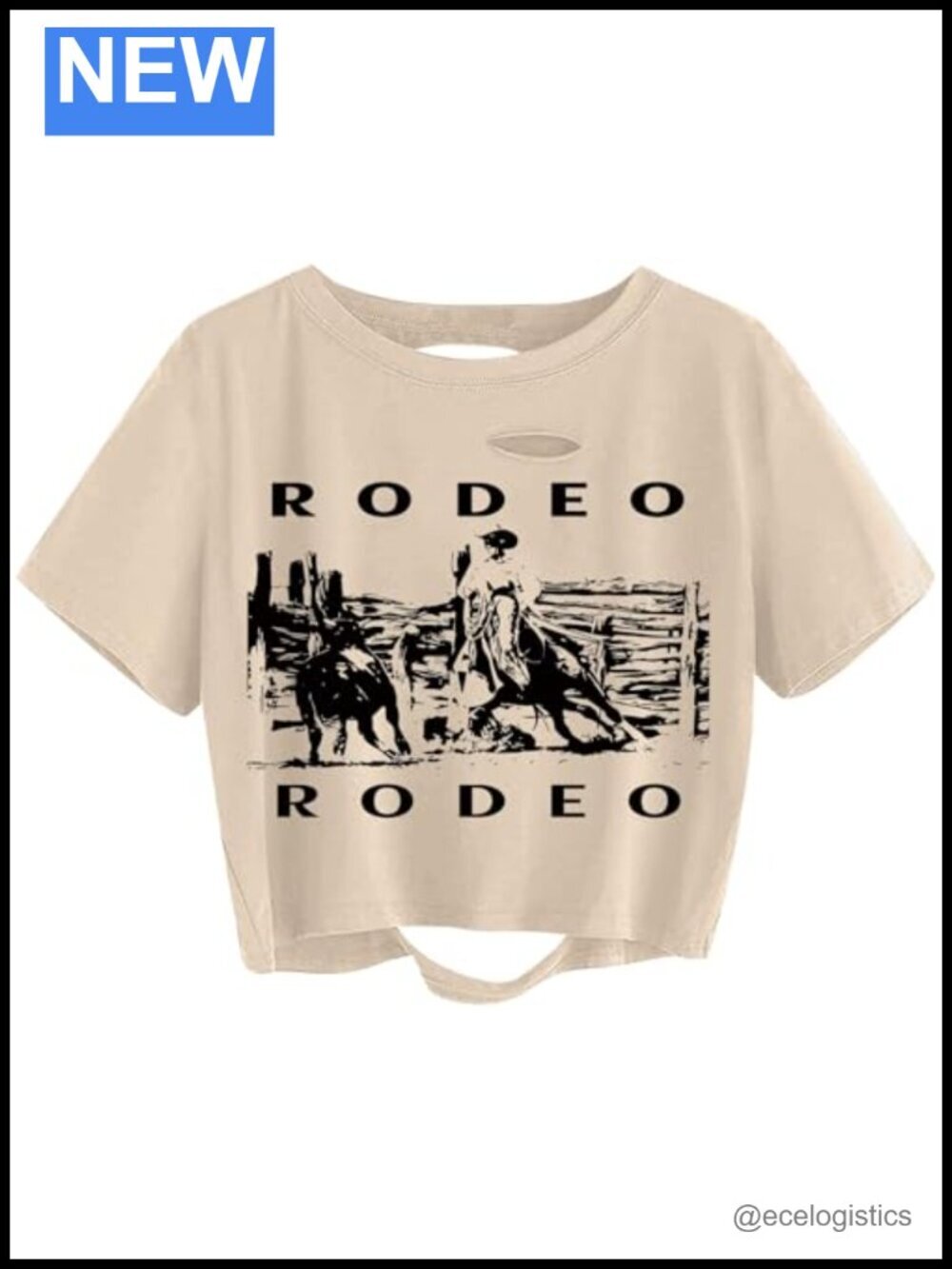 Graphic Distressed Oversized Crop Top Short Sleeve T-Shirt